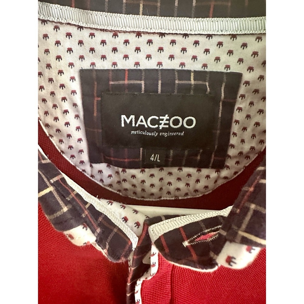 Maczoo Men's Preppy 4/L Red Solid Short Sleeve Polo Shirt Cotton Washable - Picture 4 of 11